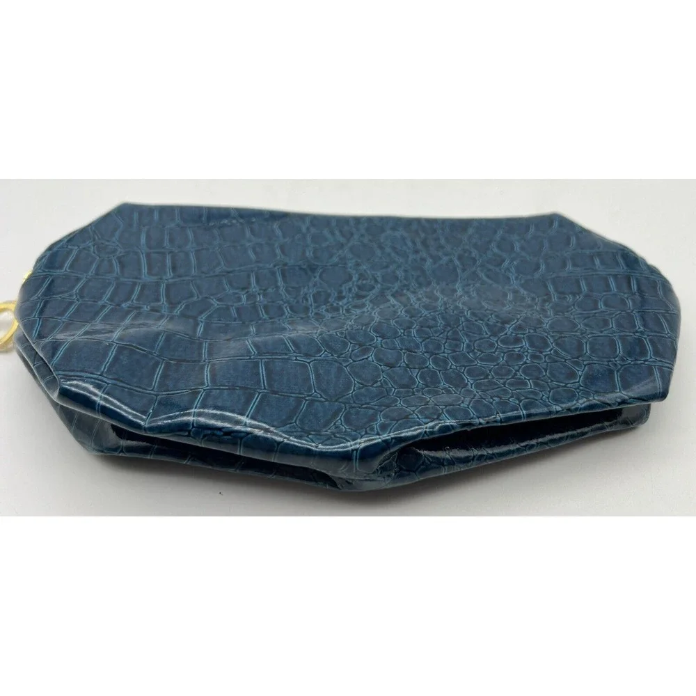Estée Lauder Makeup Bag Shiny Blue Faux‎ Alligator Skin